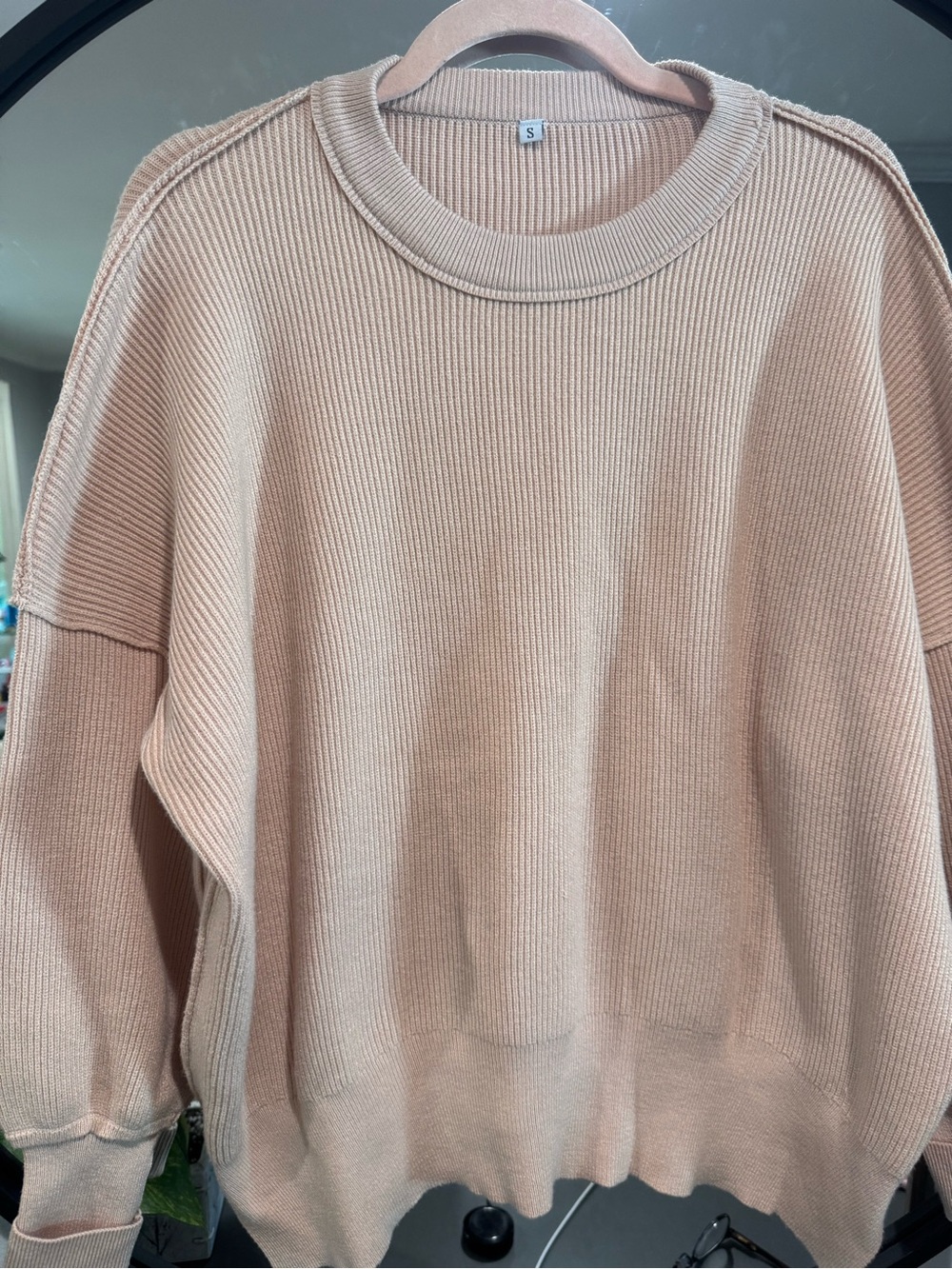 Everyday Ribbed Crewneck Sweater - blush